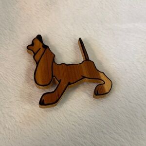 Brown Wood Dog Brooch